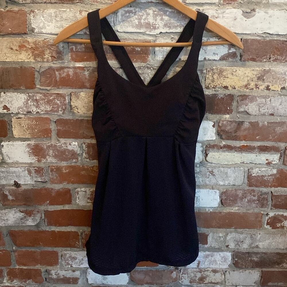 Black Sleeveless Breathable Built In Bra Workout Top Size S